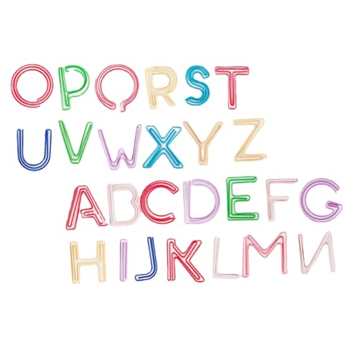 UKCOCO 26 Stück Teiliges Bunte Büroklammern in Alphabet Form Dekorative Lesezeichen Papierklammern Widerstandsfähig und Verformungsfest Farbenfrohe Clips für Büro Schule und Planer von UKCOCO