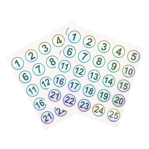 UKCOCO 2Blätter Bögen Runder Selbstklebender Nummernaufkleber Digitale Markierungssticker für Einfache Identifikation und Organisation für DIY Projekte von UKCOCO