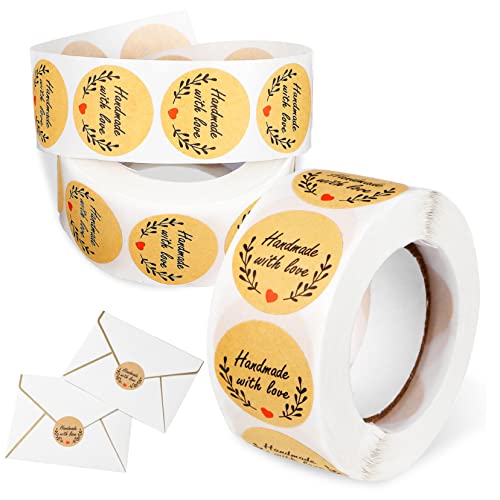 UKCOCO 2Rollen Runder Kraftpapier Aufkleber Selbstklebend Handgefertigt für Geschenkverpackungen und Bäckereiverpackungen Beschreibbar mit Liebevollen Designs UKCOCO 2Rollen Runder Kraftpapier Aufkleber Selbstklebend Handgefertigt für Geschenkverpackungen und Bäckereiverpackungen Beschreibbar mit Liebevollen Designs von UKCOCO