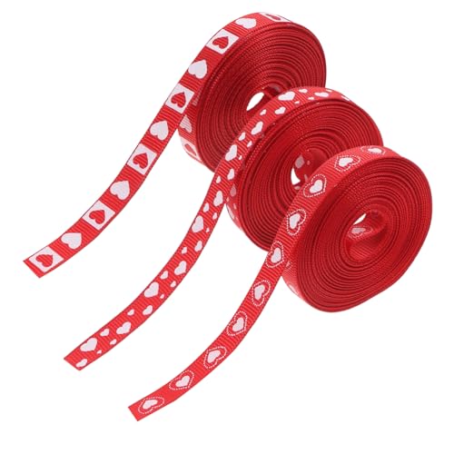 UKCOCO 3 Rollen Valentinstag-liebesband Fun Band Hochzeit Valentines Herzmusterband Party Nach Valentinstagsband Dünn Handwerk Wickeln Herzband Dekorationen Seide Polyester von UKCOCO