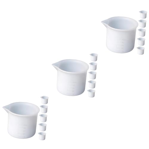 UKCOCO 3 Sätze Silikon Messbecher Teilig Wiederverwendbare Epoxidharz Becher Mit Präzise Mischbecher Für Diy Epoxy Crafts Einfach Zu Reinigen Und Aufzubewahren 6 Stücke * 3 von UKCOCO