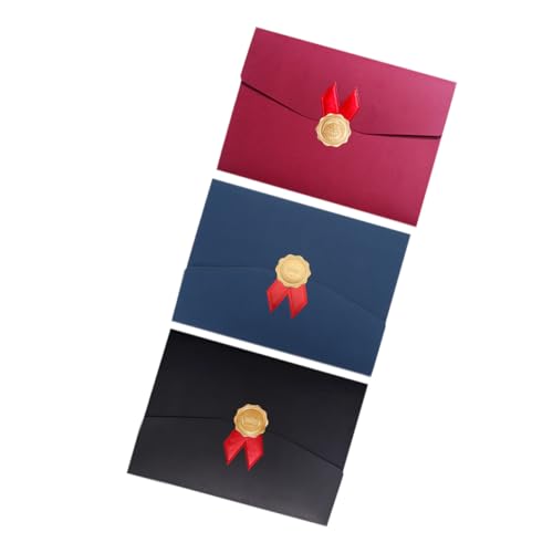 UKCOCO 3 Stück Teiliges Diploma Cover Rahmen Dreifach Gefaltete Urkundenhüllen in Zedernrot und Schwarz Schützende Dokumentenmappe für Abschlusszeugnisse und Auszeichnungen Horizontal von UKCOCO