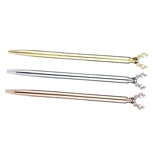 UKCOCO 3 Stück Teiliges Metallkugelschreiber mit Schnelltrocknende Kugelschreiber Gold Silber und Roségold Leichte Handliche Schreibwaren für Schule und Büro von UKCOCO