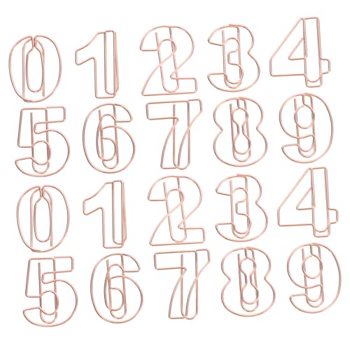 UKCOCO 30 Stück Teiliges Metall Büroklammern Zahlen Clips Rosegold Kleine Robuste Papierklammern für Akten Dokumente Memo Vielseitig Verwendbar im Büro Schule Zuhause von UKCOCO