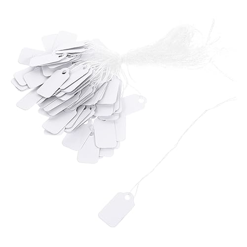 UKCOCO 300 Stück Preisanhänger mit Baumwollfaden Leere Schmuck und Kleidungsetiketten Langlebige Papieranhänger zum Beschriften und Kennzeichnen von und Verkaufsartikeln von UKCOCO