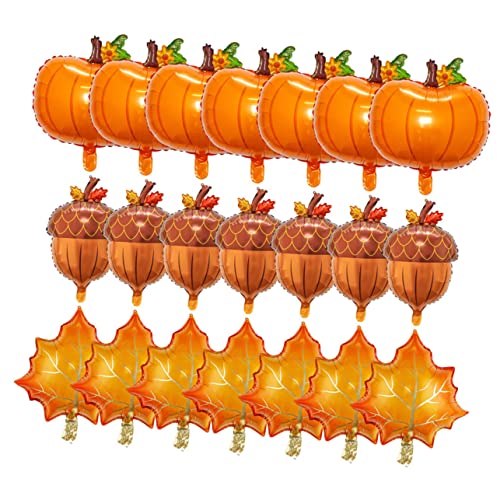 UKCOCO 30Stücke Herbst Themen Luftballons für Thanksgiving Party Dekorative Aluminiumfolie mit Kiefernkegel Ahornblatt und Kürbis Design Robuste und Langlebige Ballons von UKCOCO