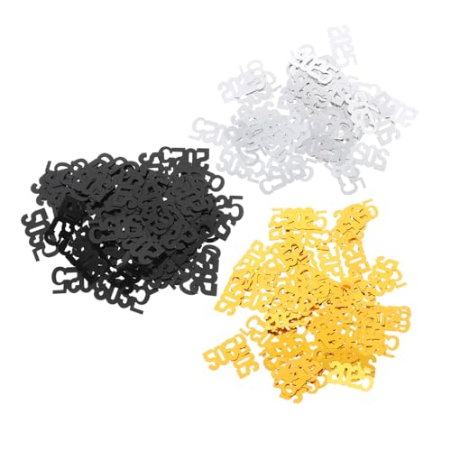 UKCOCO 3er Pack Neujahrs Konfetti Schwarz Gold Silber Glänzende Tischdeko für Happy Year Party Einfach Streubares Reflektierendes Partyzubehör für Silvester und Abschlussfeier von UKCOCO