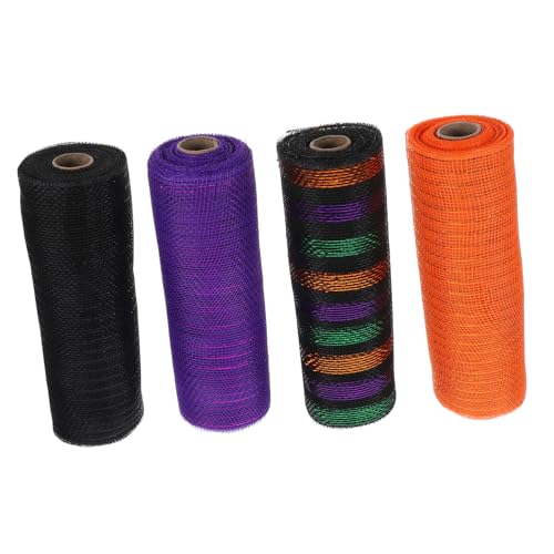 UKCOCO 4 Rollen Maschenbogendekoration Halloween-tüllband Thematisiert Halloween -dekorationen Halloween-netzstoff Halloween Dekoratives Netz Kränze Schwarzes Netzband Kranz Für Plastik von UKCOCO