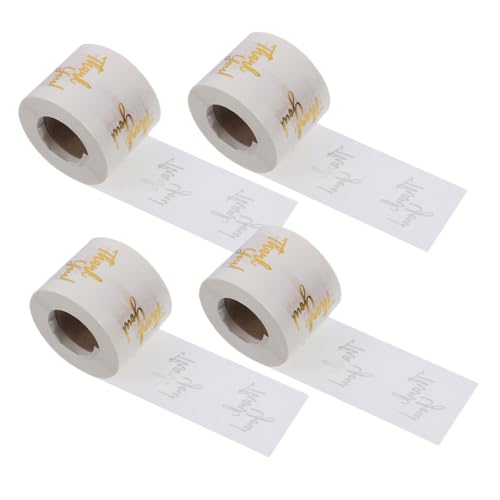 UKCOCO 4 Rollen Transparente Runde Dankeschön Aufkleber mit Goldfolie Selbstklebend Vielseitig für Geschenkverpackungen Umschlagversiegelung Kleine Business Dichtungssticker von UKCOCO