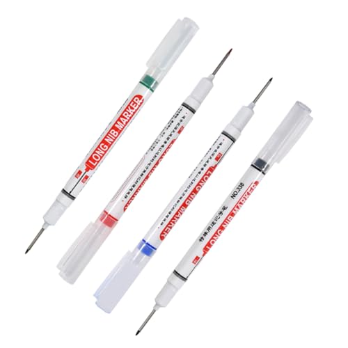 UKCOCO 4 STÜCKE Tieflochmarker Lange Kopf Marker für Holzarbeiten Badezimmer und Bauprojekte Präzise Wasserdichte Stifte für Feiner Spitze von UKCOCO