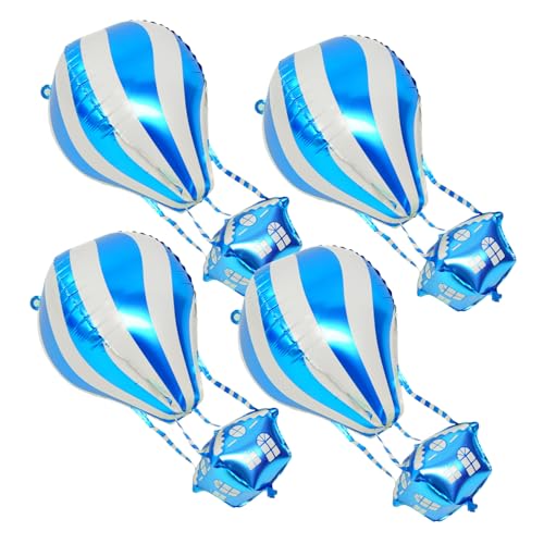 UKCOCO 4 Stück Heizballon Luftballons Ballons Geburtstagsfeier Heißluftballon-ornament Geburtstagsfeier Ballon Heißluftballon-stütze Reise-party-ballons Partyballon Blue Aluminiumfolie von UKCOCO