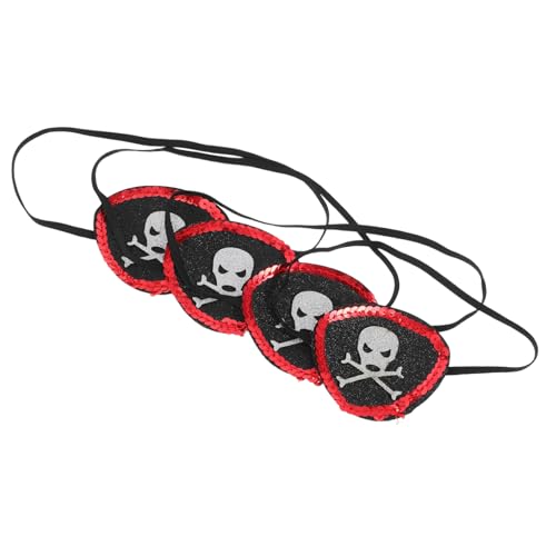 UKCOCO 4 Stück Piraten- Verstellbare Augenklappen Augenklappe Pirat Piraten-augenklappe Für Erwachsene Piraten-augenschutz Augen Kopfband Halloween-kostüm-patch Pailletten Black von UKCOCO