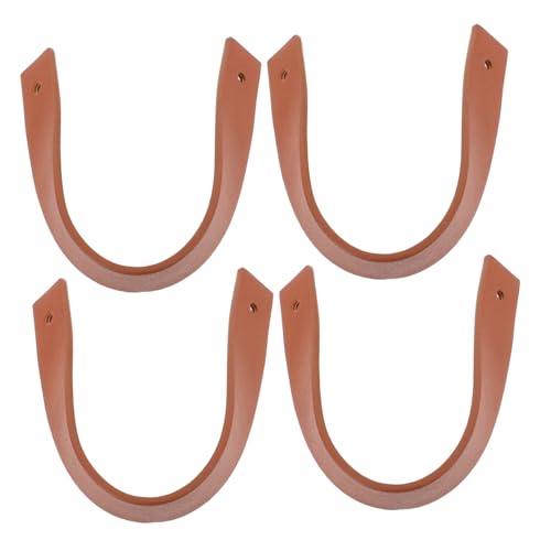 UKCOCO 4 Stück Schilderhaken aus Leder Wand Vorhang Gardinenstangenhalter für Veranstaltungsschild Diagramm Willkommensschild-Gürtelhalter Anzeige künstlich PU-Leder Brown von UKCOCO
