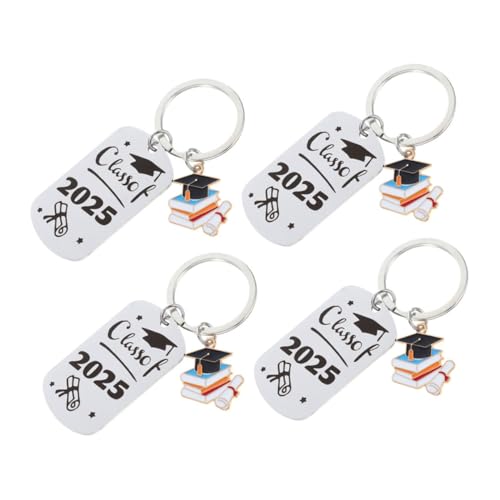 UKCOCO 4 Stück Schlüsselanhänger Für Die Abschlusssaison Herzlichen Glückwunsch Absolvent Schlüsselanhänger Abschlusssaison Schlüsselbund Abschluss -souvenir Stahl Silver von UKCOCO