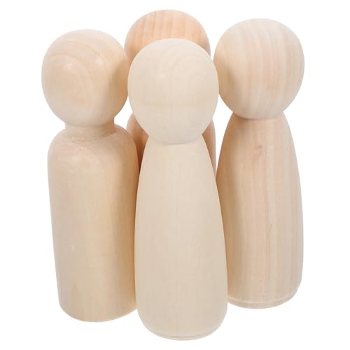 UKCOCO 4 Stück Teiliges Unvollendete Holz Peg Puppen zum Bemalen Diy Holzfiguren für Basteln mit Glatter Oberfläche Fördert Kooperation und Vorstellungskraft Jungen und Mädchen von UKCOCO
