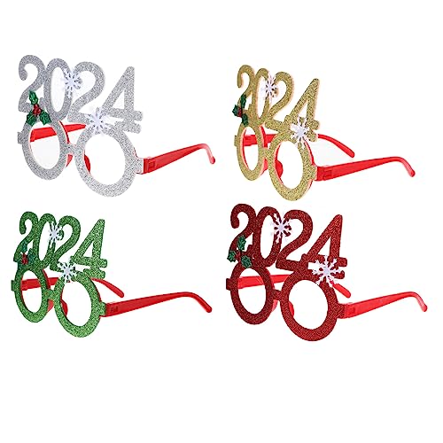 UKCOCO 4 Stück Teiliges Weihnachtsbrillen Buntes Partybrillen Deko Lustige Fotorequisiten für Weihnachtsfeier und Neujahrsfest Geeignet für Erwachsene von UKCOCO