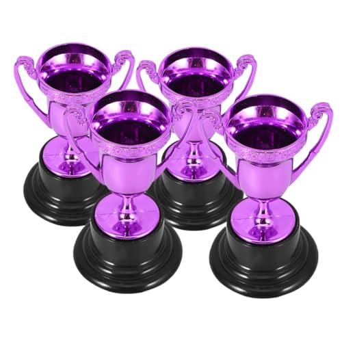 UKCOCO 4 Stück Trophäendekoration Party Gefälligkeiten Sporttrophäen Mini -Trophäe Mini-Trophäen Trophäen vergeben Kleiner Trophäenbecher aus Kunststoff Plastik Violett von UKCOCO