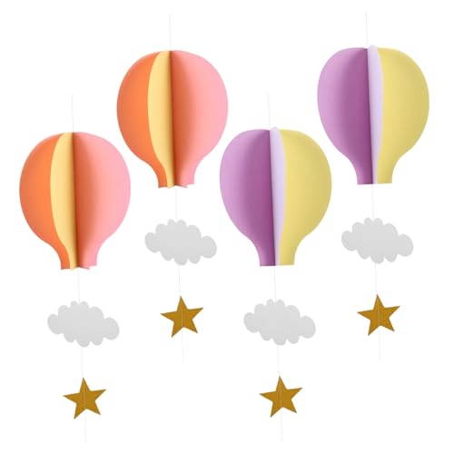 UKCOCO 4 Stück Weihnachtsfeierdekorationen Heißluftballon-mittelstücke Hängende Laternen Im Klassenzimmer Heißluftballon Ballons Cloud-party-dekorationen Weißes Perlmuttpapier von UKCOCO