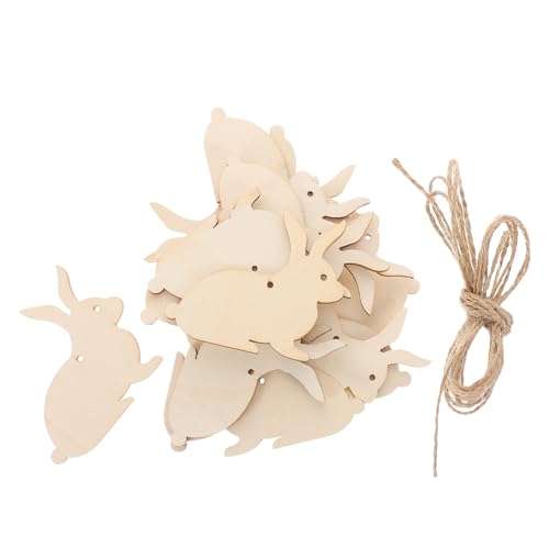 UKCOCO 40 Stück Osterbaumschmuck Hasenausschnitte Ostern DIY Dekoration Osterbaumschmuck Osterbasteln Osterhasenschmuck Ostern Holzausschnitt Osterhasen Ornament Holz Beige von UKCOCO