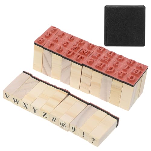 UKCOCO 40 Stück Teiliges Holzstempel Buchstaben und Zahlen Kleine DIY Alphabet Stempel für Scrapbooking Tagebuchgestaltung Bastelprojekte Handliche Holzstempel für Kreative Anwendungen von UKCOCO