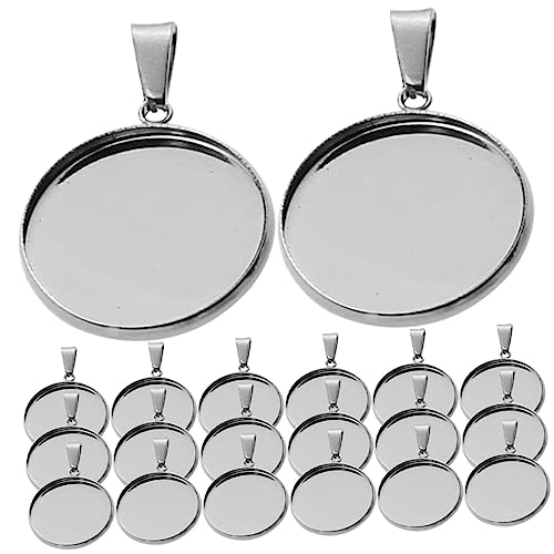 UKCOCO 40Stücke Teiliges DIY Schmuckanhänger Runde Pendellabletts mit Halterung für Kettenanhänger Halsketten und Schmuckherstellung Silberfarben von UKCOCO