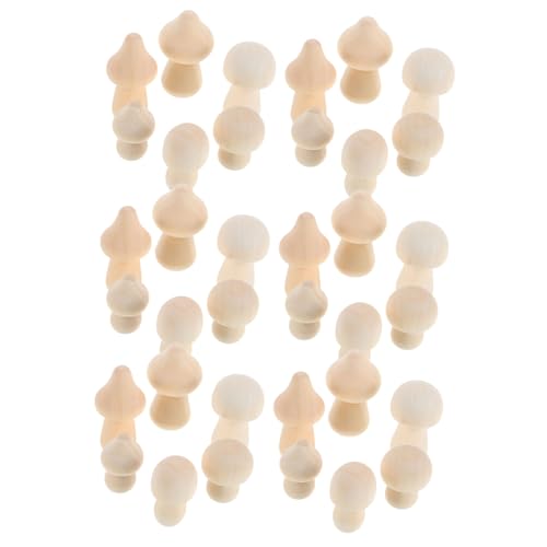 UKCOCO 42 Stück Teiliges Unbemalte Holzpilz Dekorationen Naturbelassene Mini Pilzfiguren für Diy Bastelprojekte Bemalbare Holzornamente als Schreibtisch und Regalverschönerung von UKCOCO