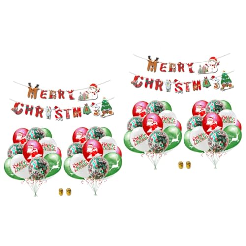 UKCOCO 46 Stück 12 Weihnachtsballons Dekorationen Rote Grüne Weiße Luftballons Bedruckte Luftballons Latexballons Konfetti Weihnachtsfeier-banner Feiertagsballon Schüttgut Kamin von UKCOCO