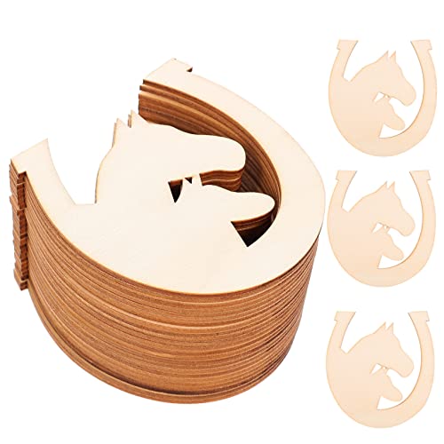 UKCOCO 48 Stück Hufeisenförmige Holzscheiben Unbehandelt für Diy Bastelprojekte Leichte und Kreative Holzplatten für Malen und Dekorieren von UKCOCO