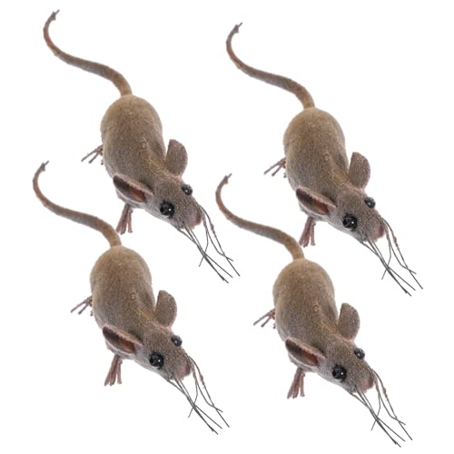 UKCOCO 4Stücke Mäusefiguren aus Draht und Magnet Realistische Ratten Dekorationen für Miniaturgärten Puppenhäuser Kuchendekorationen und Autodekorationen Langlebig von UKCOCO