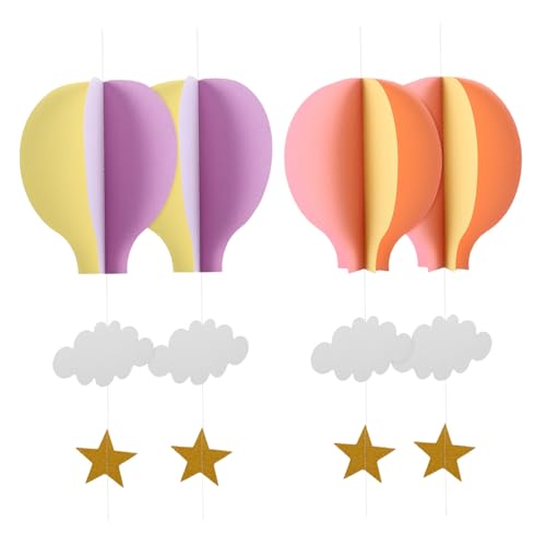 UKCOCO 4stücke Teiliges Heißluftballon Cloud Dekorationen Hängende Geburtstags Partydeko Für Junge Mädchen Wiederverwendbare Leichte Und Charmante Anhänger Für Fröhliches von UKCOCO