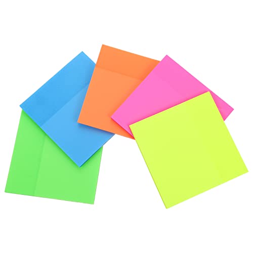 UKCOCO 5 Stück Fünf Farben Selbstklebende Haftnotizen Transparent und Wiederverwendbar pro Packung für Büro Schule und Zuhause Praktische Notizen für Schüler und Lehrer von UKCOCO