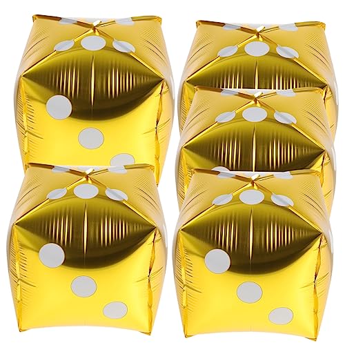 UKCOCO 5 Stück Quadratische Würfel Luftballons aus Aluminiumfolie Goldfarbene Partydekoration Selbstsiegelnde Würfelballons für Hip Hop und Themen als Fotohintergrund und Partyzubehör UKCOCO 5 Stück Quadratische Würfel Luftballons aus Aluminiumfolie Goldfarbene Partydekoration Selbstsiegelnde Würfelballons für Hip Hop und Themen als Fotohintergrund und Partyzubehör von UKCOCO