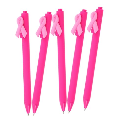 UKCOCO 5 Stück Ribbon Kugelschreiber Rosa Glattes Schreiben Charity Ballpoint Pens für Freiwillige Spendenaktion Stifte Festival Schreibstifte für Fundraising und Awareness von UKCOCO