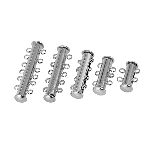 UKCOCO 5 Stück Silberne Mehrstrang Schiebe Magnetverschluss Röhre für Schmuckherstellung Armbänder DIY Zubehör für Kreative Schmuckdesigns von UKCOCO