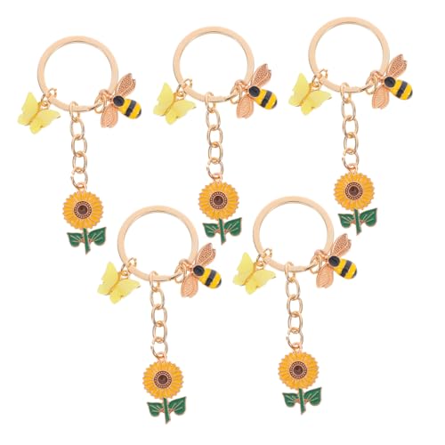 UKCOCO 5 Stück Sonnenblumen Schlüsselanhänger Tier Taschen Accessoire Bienen Anhänger Für Geldbörse Schlüsselanhänger Für Bienenliebhaber Süßer Bienen Schlüsselanhänger Taschen von UKCOCO