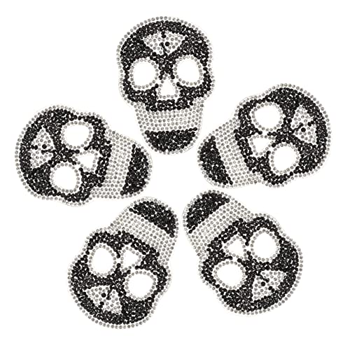 UKCOCO 5 Stück Teiliges Skull Patches Schwarze Strass Aufnäher für Diy Dekoration Reparatur von Kleidung Taschen Schuhen Langlebig und Hautfreundlich von UKCOCO