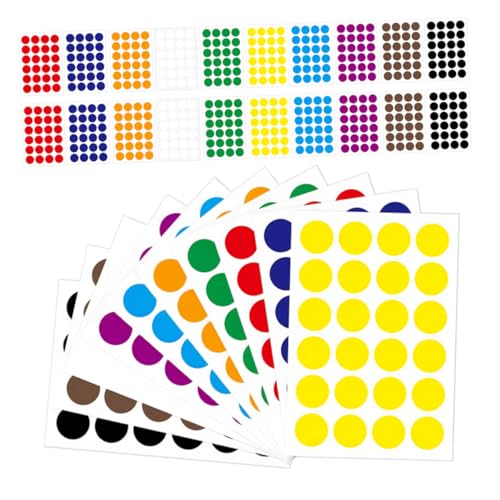 UKCOCO 50 Blatt Farbige Runde Aufkleber Selbstklebend Kleine Klebepunkte Etiketten für Büro Schule Zuhause Farbige Kreis Sticker Codierung Labels von UKCOCO