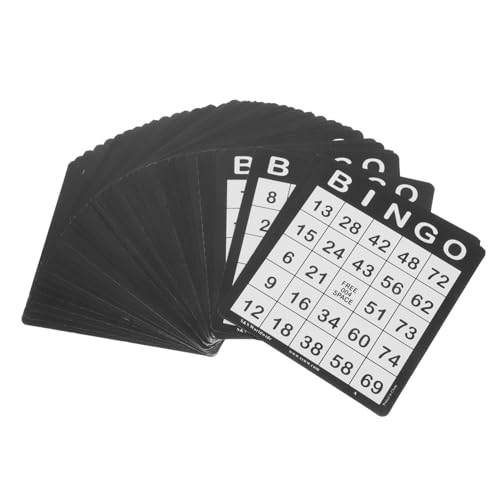 UKCOCO 50 Stück Bingo-Karten Spielkartenhalter Partygeschenke Für Den Karneval Bingokarten Zum Spaß Bingo-partygeschenke Interessantes Bingospielzahlen Partyschmuck Black Papier von UKCOCO
