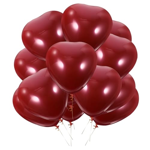 UKCOCO 50 Stück Hochzeit Latex Herzballons Und valentinstag luftballons Hi deckenverkleidung the wedding party Ballon zum Valentinstag Luftballons zum Valentinstag Emulsion rot von UKCOCO