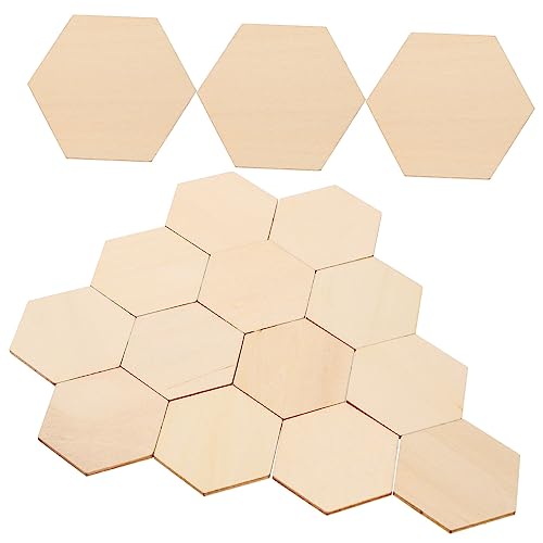 UKCOCO 50 Stück Sechskantige Buchenholz Dekorationsstücke für DIY Handwerk Ornamente für Hochzeiten Geburtstagsfeiern und Weihnachten von UKCOCO
