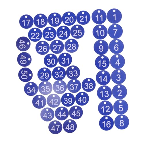 UKCOCO 50 Stück Wasserdichte Nummern Tags aus Kunststoff für Sichere Schlüsselorganisation und Gepäckidentifikation Blau von UKCOCO