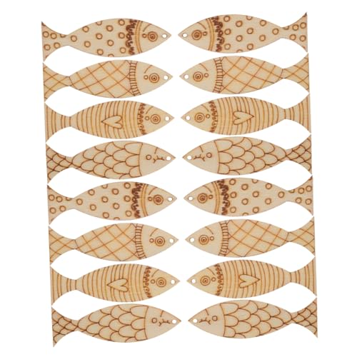 UKCOCO 50Stücke Hölzerne Fischausschnitte für DIY Leerer Fischschmuck Holz Hängende Ornamente Fischform für Bastelprojekte im Kindergarten Mediterrane von UKCOCO