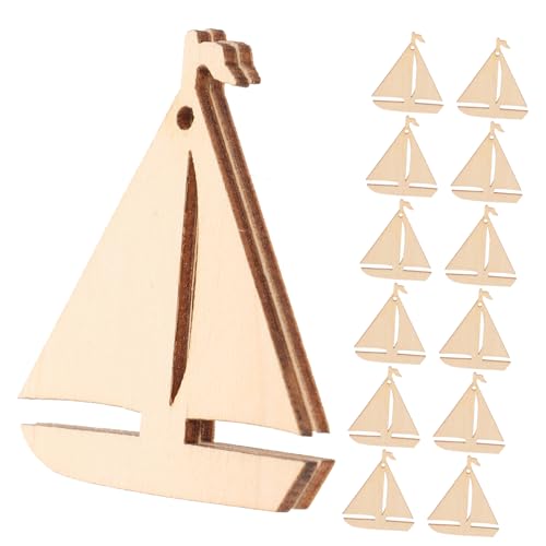 UKCOCO 50Stücke Holz Segelboot Ausschnitte Unvollendete Holzstücke für DIY Bastelprojekte für Langlebige und Sichere Materialien und Dekoration von UKCOCO