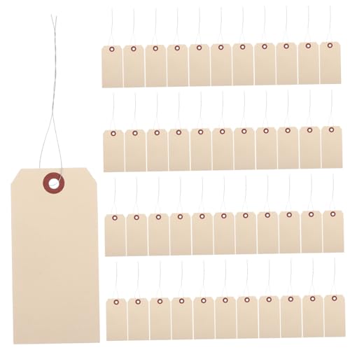 UKCOCO 50Stücke Manila Drahtanhänger mit Ösen Blanko Tags für Etikettierung Praktische Verpackungsetiketten für Pakete Einfach Anwendung und Robust von UKCOCO