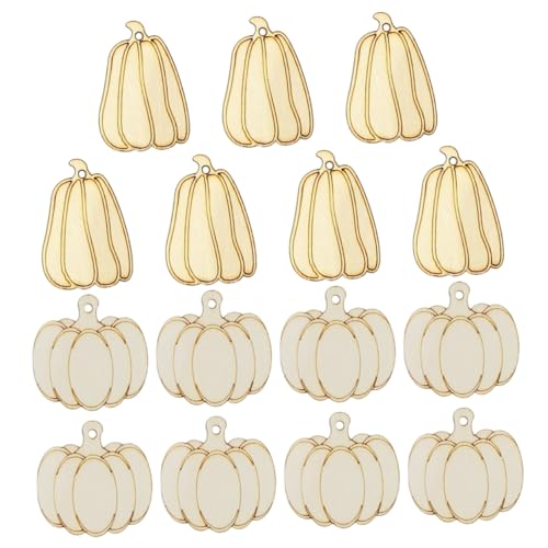 UKCOCO 50Stücke Unvollendete Holz Kürbisformen für DIY Holzverzierungen Halloween Dekoration Bastelzubehör für Projekte Hochwertige Holzspäne mit Glatter Oberfläche von UKCOCO