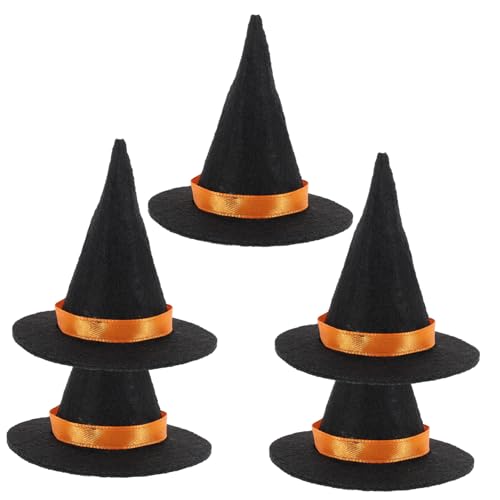 UKCOCO 5Stücke Mini Halloween Hexenhut Puppenhüte für Weinflaschen Dekoration DIY Bastelprojekte Partyaccessoires für Halloween und Besondere Anlässe von UKCOCO