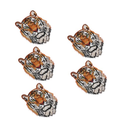 UKCOCO 5Stücke Tigerkopf Patches Aufbügelbare Stickerei für Kleidung Taschen und DIY Dekoration und Reparaturmaterialien Lustige Bügelapplikationen von UKCOCO