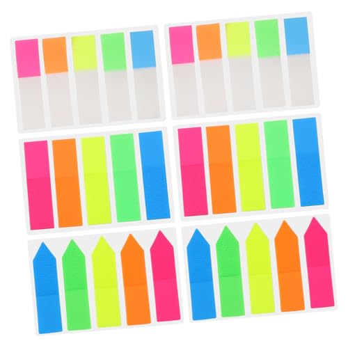 UKCOCO 6 Sätze Bunte Halbtransparente Haftnotizen mit Design Beschreibbare Page Marker aus Papier Selbstklebende Index Tabs für Schule Büro Bücher und Organisation von UKCOCO
