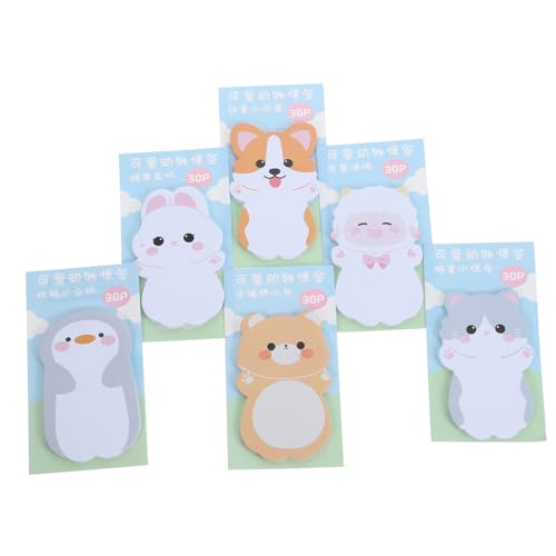 UKCOCO 6 Sätze Teiliges Niedliche Cartoon Haftnotizen Selbstklebende Memo Pads mit Kleinen Farbigen Sticky Tabs Notizheft für Studium Büro und Kreative Notizen von UKCOCO