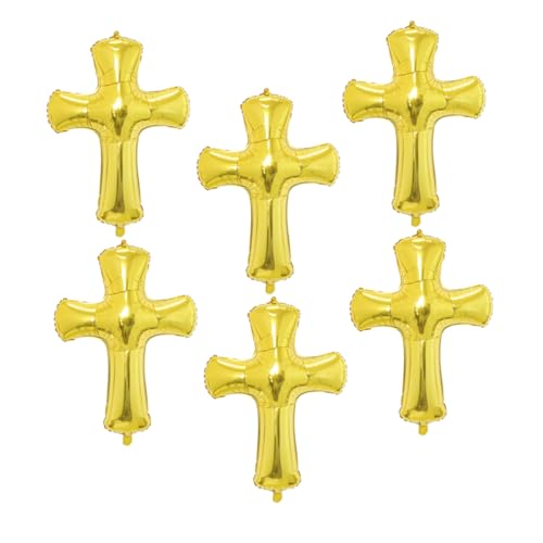 UKCOCO 6 Stück Kreuz Folienballons für Taufe Shower Dekorationen Langlebige Aluminiumfolie Leichte Befüllung Festliche Kinderparty Deko Goldfarbene Kreuze für Jungen und Mädchen UKCOCO 6 Stück Kreuz Folienballons für Taufe Shower Dekorationen Langlebige Aluminiumfolie Leichte Befüllung Festliche Kinderparty Deko Goldfarbene Kreuze für Jungen und Mädchen von UKCOCO